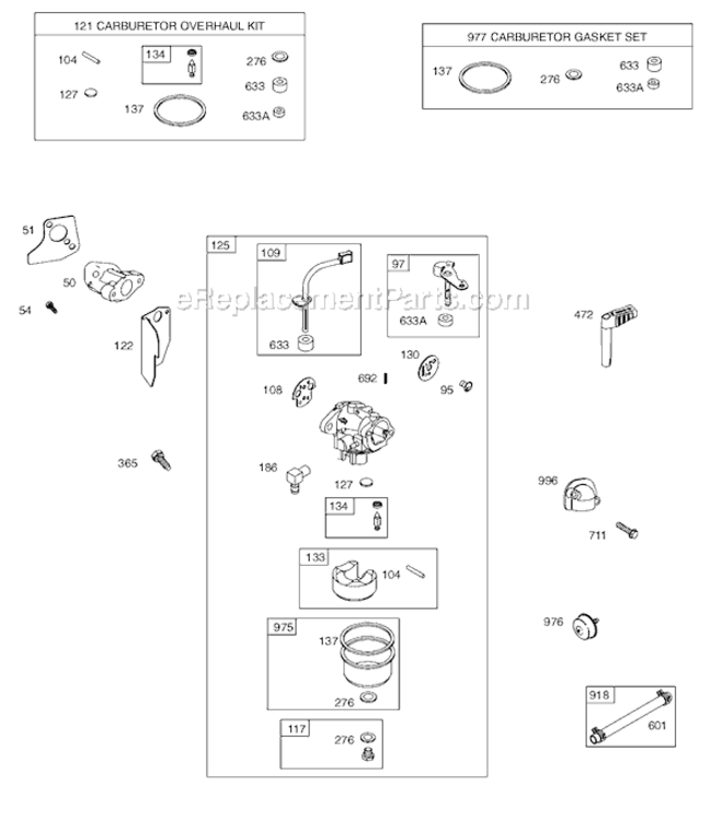 Page C Diagram and Parts List for 9A400  Briggs and Stratton Engine